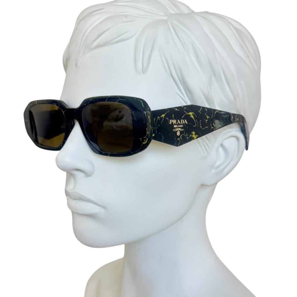 PRADA Rectangular Logo Sunglasses PR 17WSF Black/… - image 5